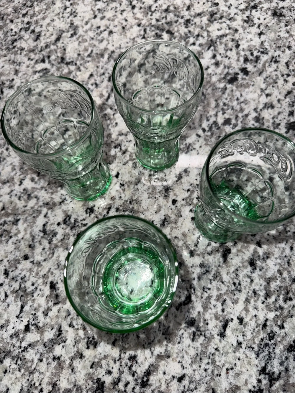 Green Embossed “Coca-Cola” Glass Tumblers qty 4